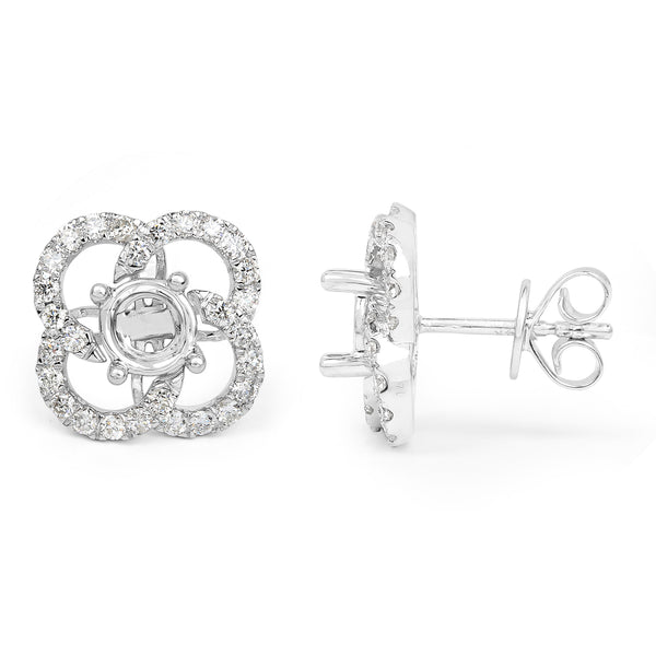 0.74 Carat Genuine White Diamond 14K White Gold Earrings (E-F Color, SI Clarity)