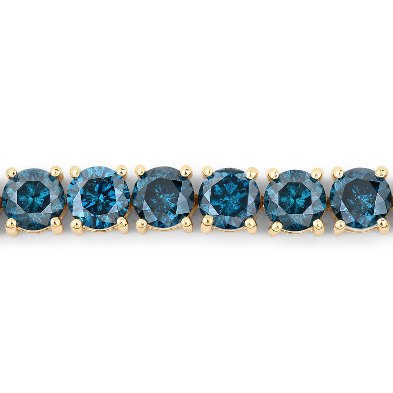 12.09 Carat Genuine Blue Diamond 14K Yellow Gold Bracelet