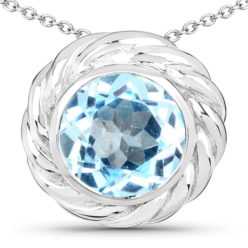 4.00 Carat Genuine Blue Topaz .925 Sterling Silver Pendant