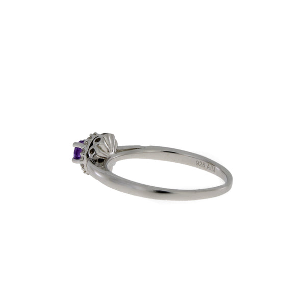 .10ct Amethyst Created Sapphire Ring Sterling Silver