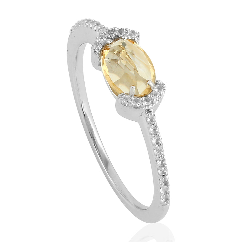 1.02 Natural Citrine Cocktail Ring 925 Sterling Silver Topaz Jewelry