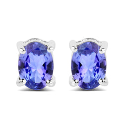 1.50 Carat Genuine Tanzanite 14K White Gold Earrings