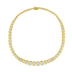 10K Yellow Gold 4 cttw Brilliant Round-Cut Diamond Graduating Riviera Statement Necklace (H-I Color, I2-I3 Clarity)
