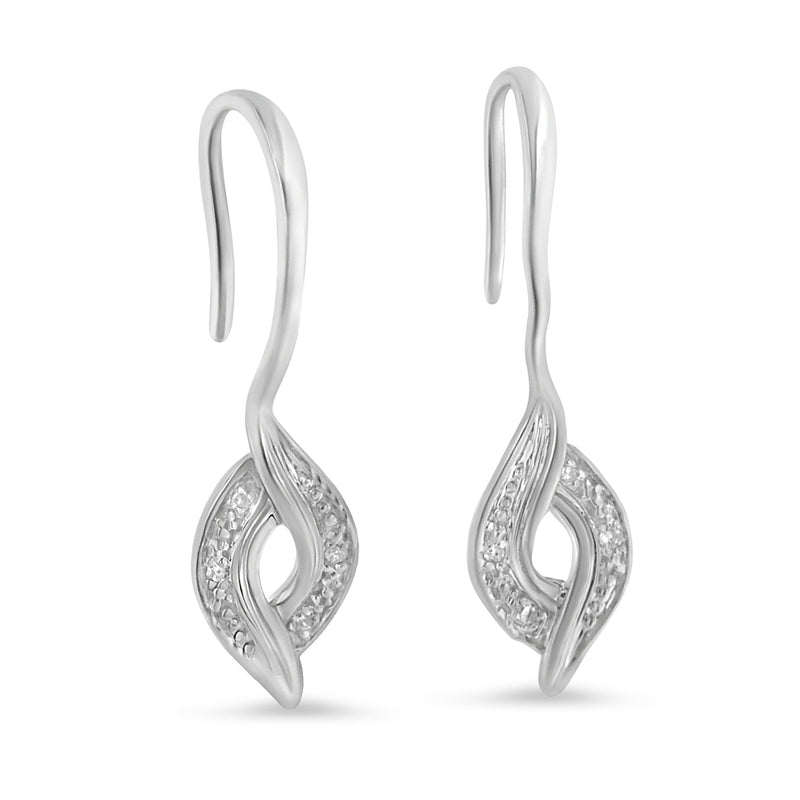 Sterling Silver 1/20ct TDW Round Cut Diamond Drop Earrings (H-II2)