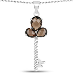 4.45 Carat Genuine Smoky Quartz .925 Sterling Silver Pendant