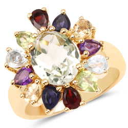 4.48 Carat Genuine Multi Stones .925 Sterling Silver Ring