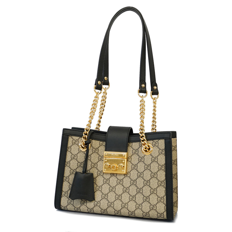 Auth Gucci Shoulder Bag GG Supreme 498156 Shoulder Bag Beige / Black