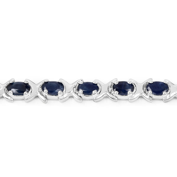 5.06 Carat Genuine Blue Sapphire .925 Sterling Silver Bracelet