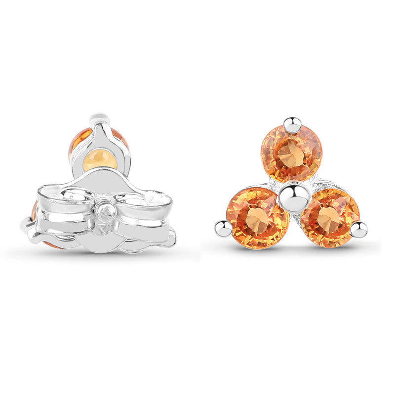 0.54 Carat Genuine Orange Sapphire .925 Sterling Silver Earrings