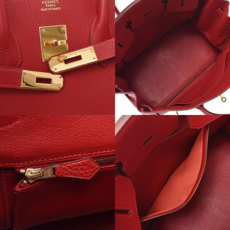 HERMES Hermes Birkin 35 Rouge Biff  E engraved around 2001 Unisex Togo handbag