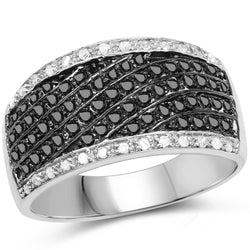 0.79 Carat Genuine Black Diamond .925 Sterling Silver Ring