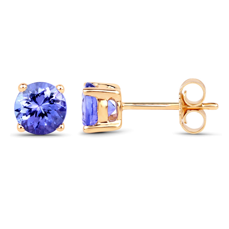 1.43 Carat Genuine Tanzanite 14K Yellow Gold Earrings