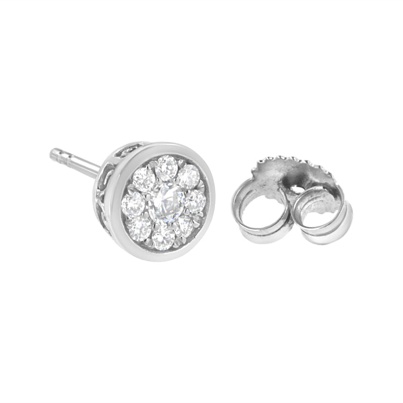 .925 Sterling Silver 1/2 cttw Lab Grown Diamond Flower Stud Earring (F-G Color, VS2-SI1 Clarity)