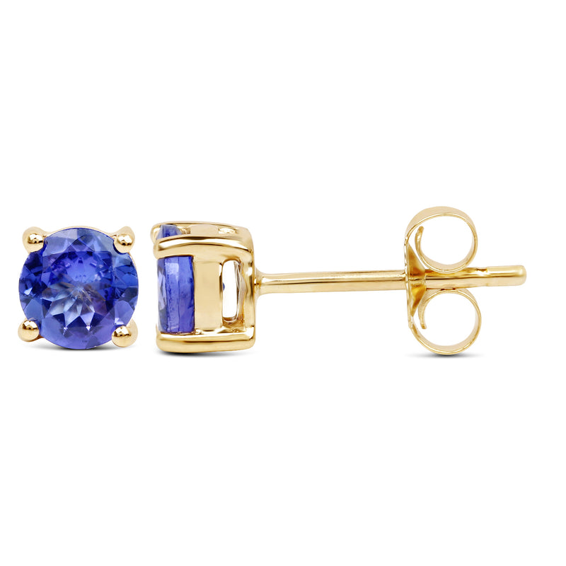 0.94 Carat Genuine Tanzanite 14K Yellow Gold Earrings