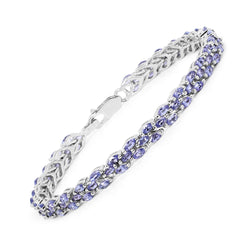 6.72 Carat Genuine Tanzanite .925 Sterling Silver Bracelet