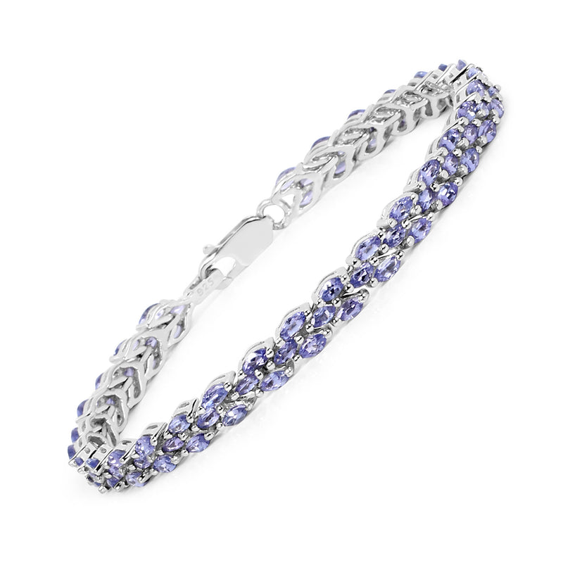 6.72 Carat Genuine Tanzanite .925 Sterling Silver Bracelet