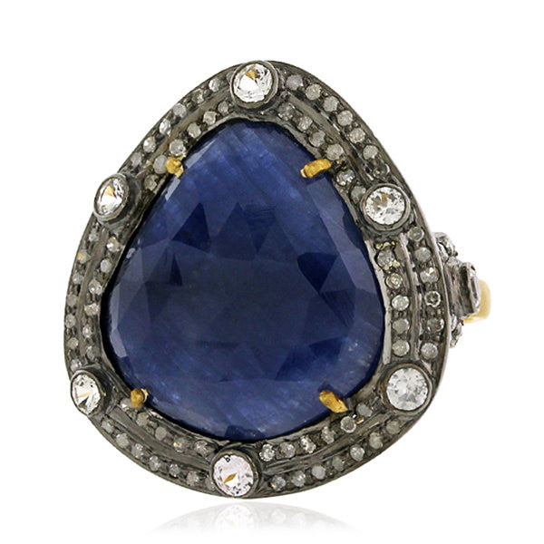 Sapphire Pave Diamond 18k Gold 925 Sterling Silver Ring Jewelry