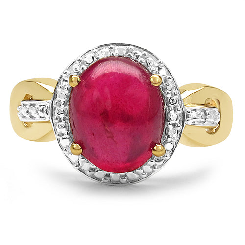 14K Yellow Gold Plated 4.63 Carat Genuine Ruby .925 Sterling Silver Ring