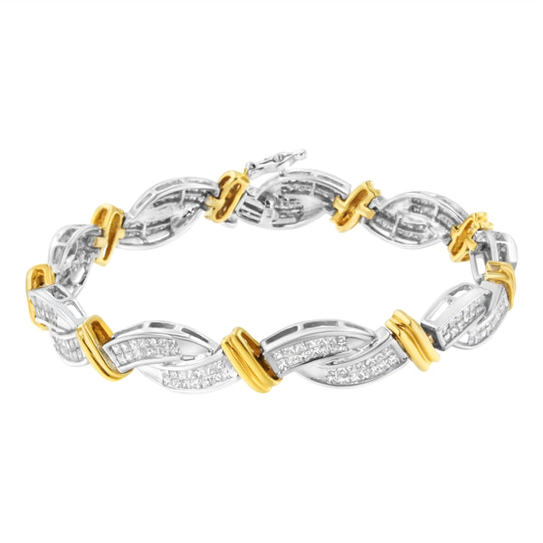 14K Two-Toned Princess-cut Diamond Bracelet (4 cttw, H-I Color, SI2-I1 Clarity)