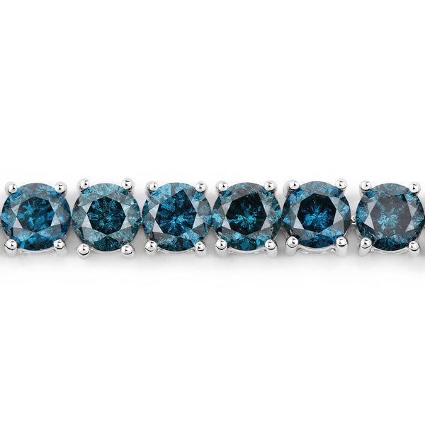 14.82 Carat Genuine Blue Diamond 14K White Gold Bracelet