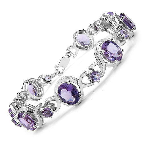 16.32 Carat Genuine Amethyst .925 Sterling Silver Bracelet