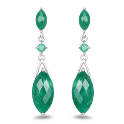 8.52 Carat Dyed Emerald & Emerald .925 Sterling Silver Earrings