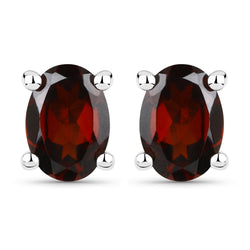 1.56 Carat Genuine Garnet .925 Sterling Silver Earrings