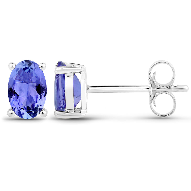 0.88 Carat Genuine Tanzanite 14K White Gold Earrings