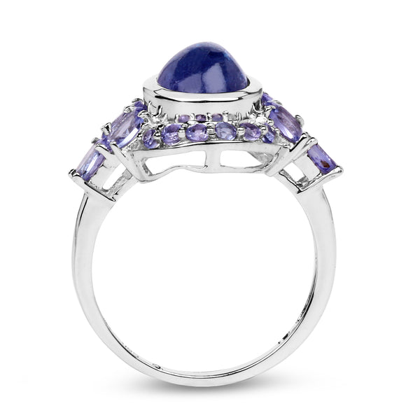 3.83 Carat Genuine Tanzanite .925 Sterling Silver Ring