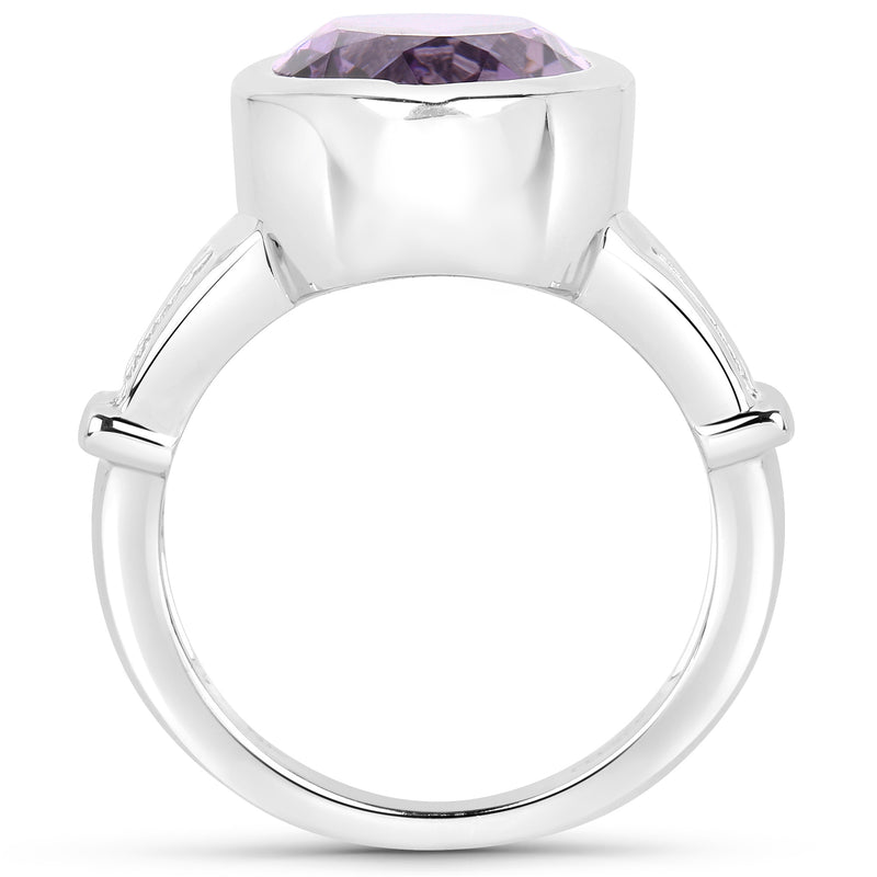 4.90 Carat Genuine Amethyst .925 Sterling Silver Ring