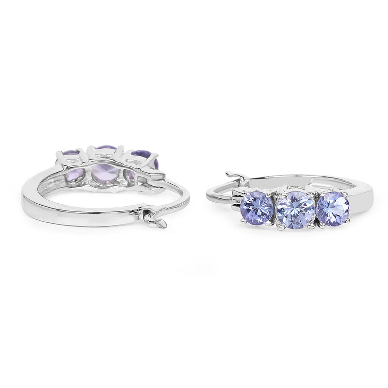 1.58 Carat Genuine Tanzanite .925 Sterling Silver Earrings