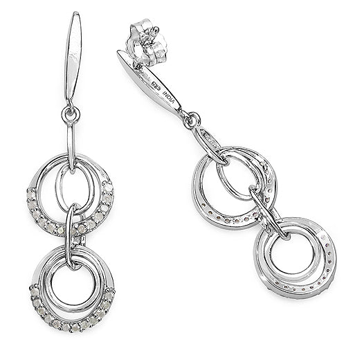 0.50 Carat Genuine White Diamond .925 Sterling Silver Earrings