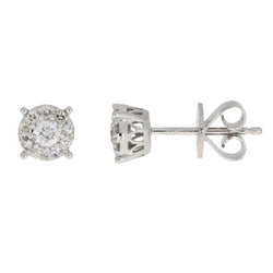 Natural .33ct Diamond Stud Earrings 14KT White Gold