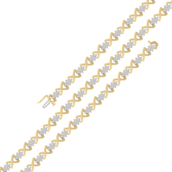 10k Yellow Gold Plated .925 Sterling Silver 2.00 Cttw Round-Cut Diamond Link 7" Bracelet (H-I Color, I2-I3 Clarity)