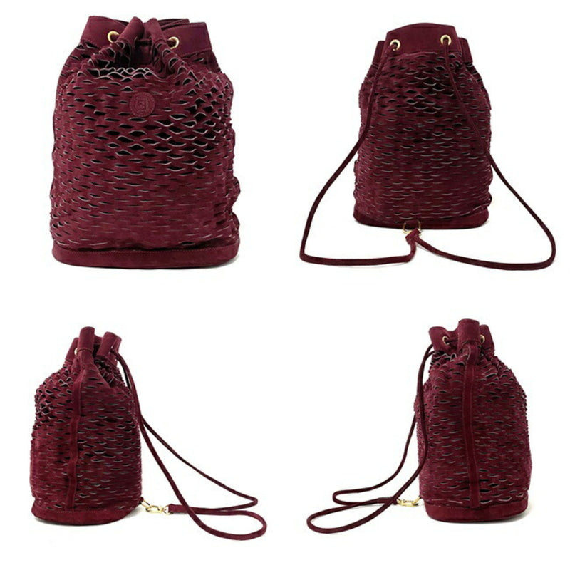 Fendi Backpack Bordeaux 228-257430-049 Suede FENDI Mesh AmiAmi Ladies Red