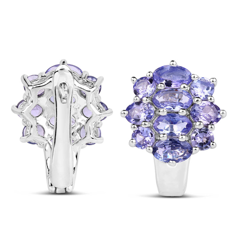 3.48 Carat Genuine Tanzanite .925 Sterling Silver Earrings