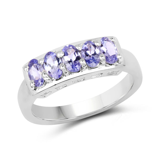 1.25 Carat Genuine Tanzanite .925 Sterling Silver Ring