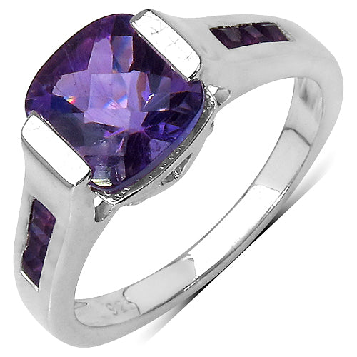 2.10 Carat Genuine Amethyst .925 Sterling Silver Ring