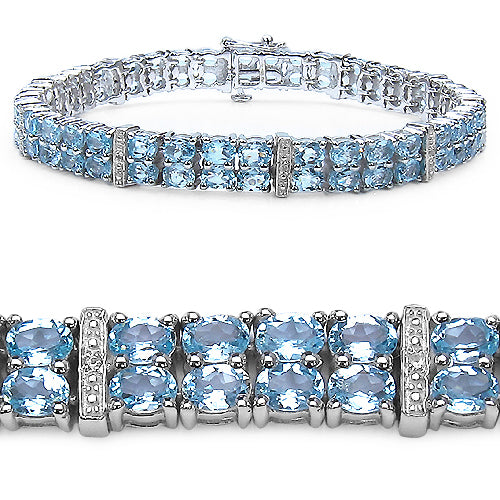 20.05 Carat Genuine Blue Topaz .925 Sterling Silver Bracelet