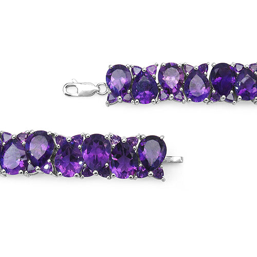 28.35 Carat Genuine Amethyst .925 Sterling Silver Bracelet