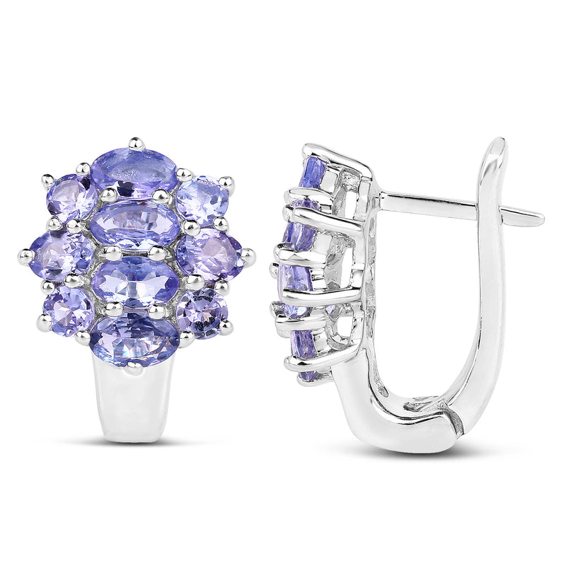 3.48 Carat Genuine Tanzanite .925 Sterling Silver Earrings