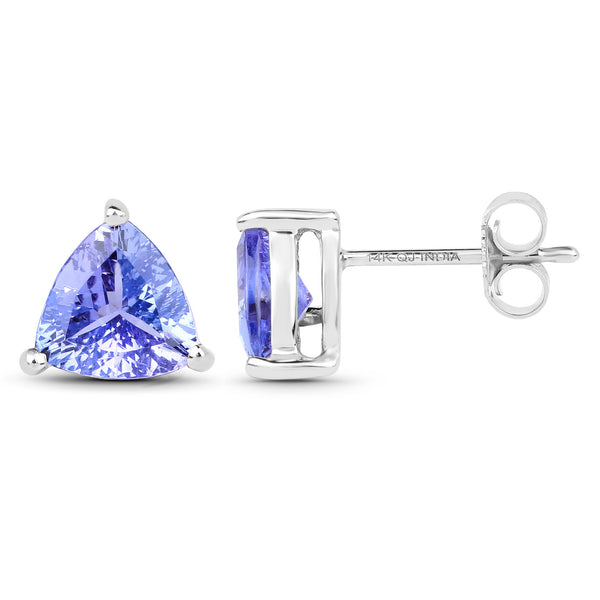 1.65 Carat Genuine Tanzanite 14K White Gold Earrings