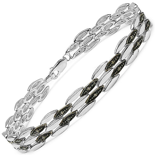 0.22 Carat Genuine Champagne Diamond .925 Sterling Silver Bracelet