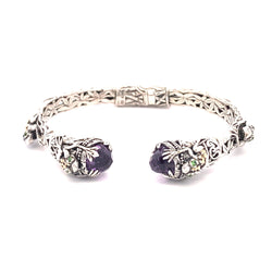 Amethyst Cuff Bracelet Sterling Silver 18KT Gold