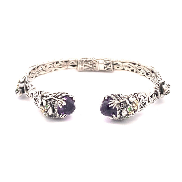 Amethyst Cuff Bracelet Sterling Silver 18KT Gold