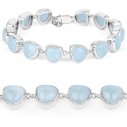 25.90 Carat Genuine Aquamarine .925 Sterling Silver Bracelet