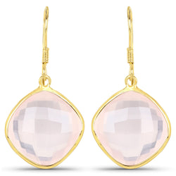 27.70 Carat Genuine Rose Quartz .925 Sterling Silver Earrings