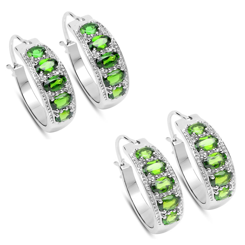 1.96 Carat Genuine Chrome Diopside .925 Sterling Silver Earrings