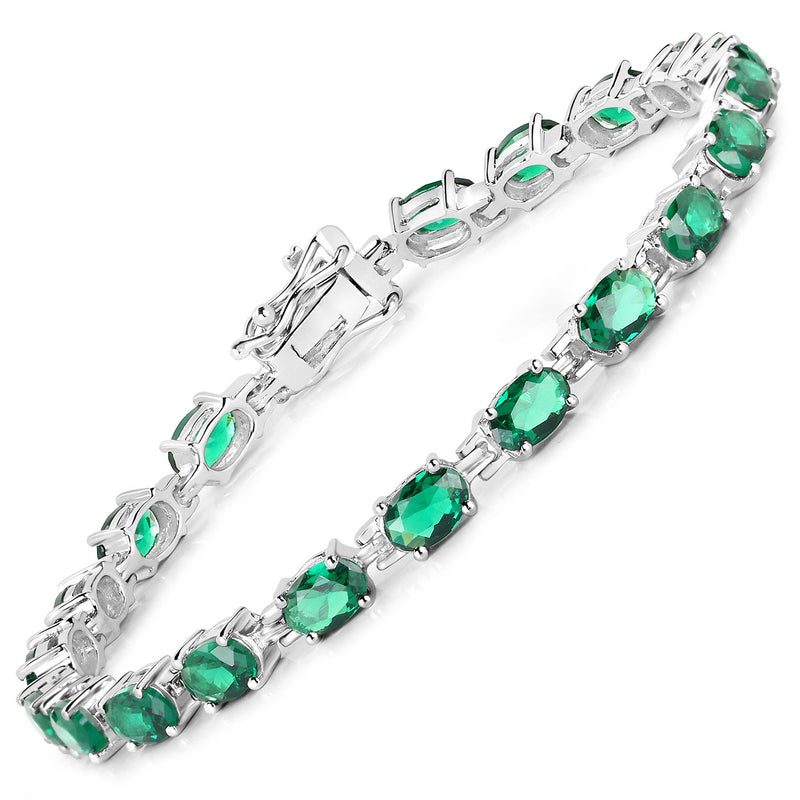 10.50 Carat Created Emerald .925 Sterling Silver Bracelet