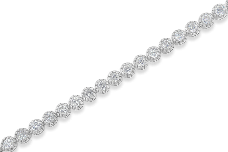 14K White Gold 4ct TDW Round-Framed Diamond Tennis Bracelet (H-II1-I2)